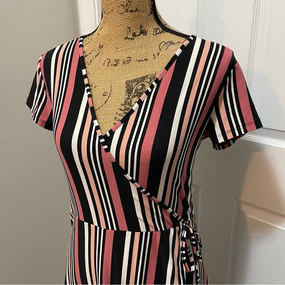 Striped Wrap-Front Dress